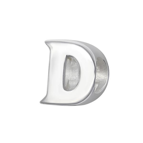 Silver "D" Charm Bead