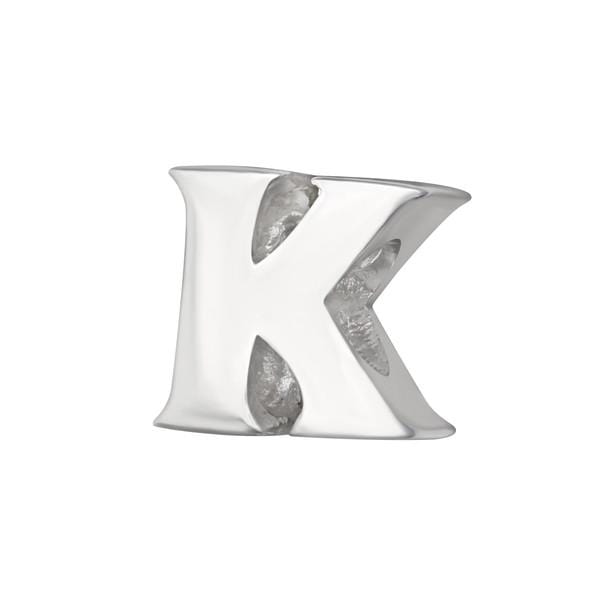 Silver "K" Charm Bead