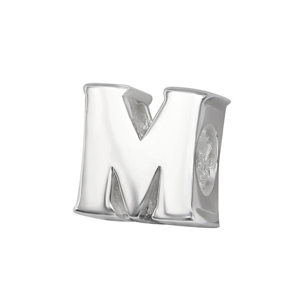 Silver "M" Charm Bead