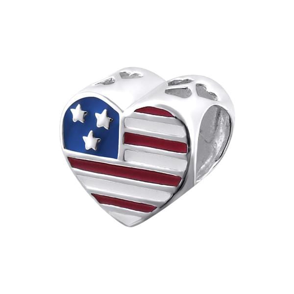 Silver USA AIR Force Red, Blue, White Charm Bead