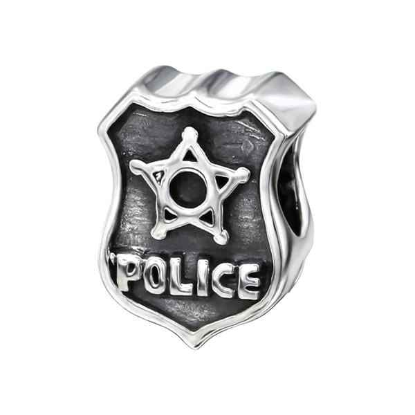 Silver Police Mark Charm Bead