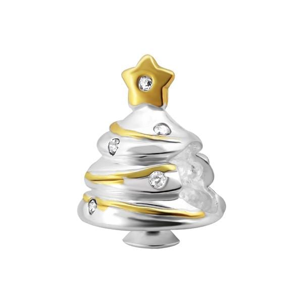 Silver Christmas Tree Charm Bead
