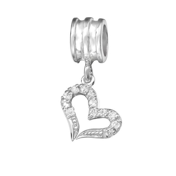 Silver Hanging Heart Charm Bead