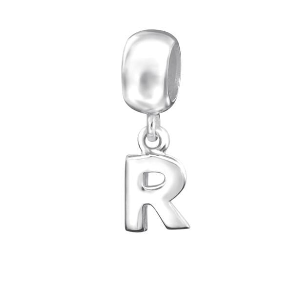 Silver Hanging "R" Charm Bead 