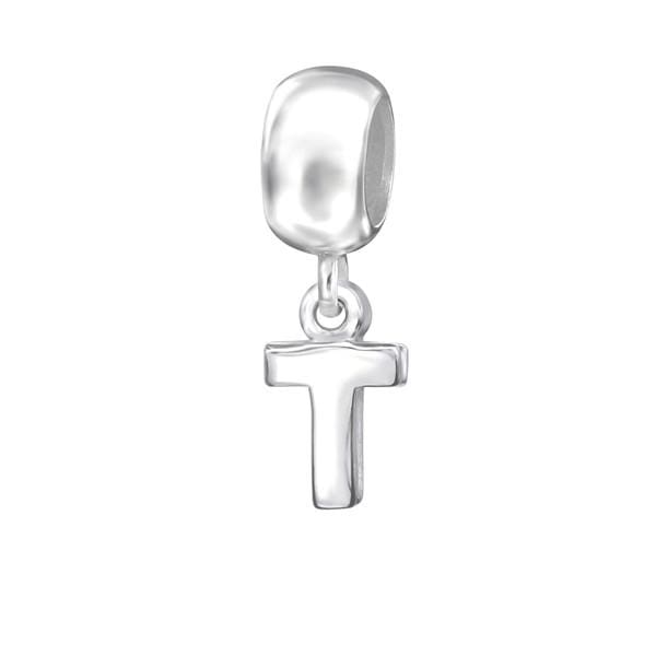 Silver Hanging "T" Charm Bead