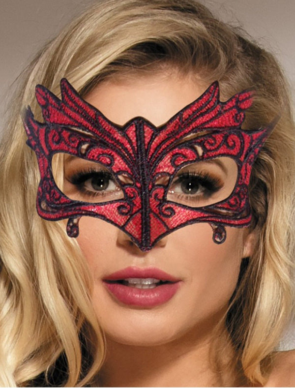 Red & Black Wing Detail Masquerade Mask