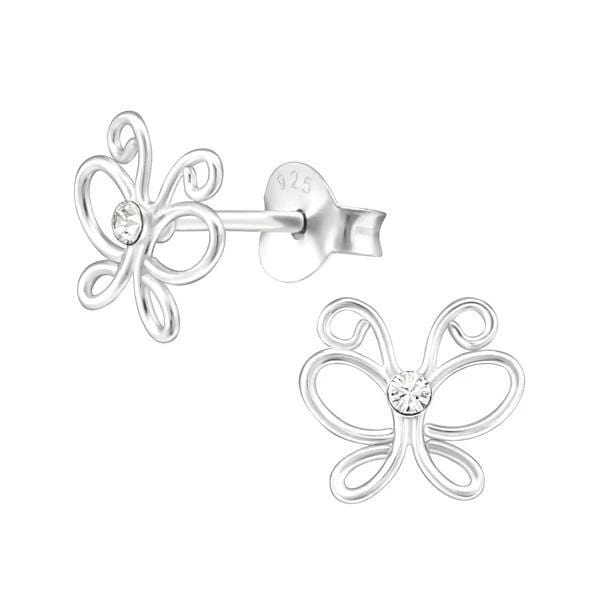 Silver Butterfly Stud earrings with Swarovski Crystal