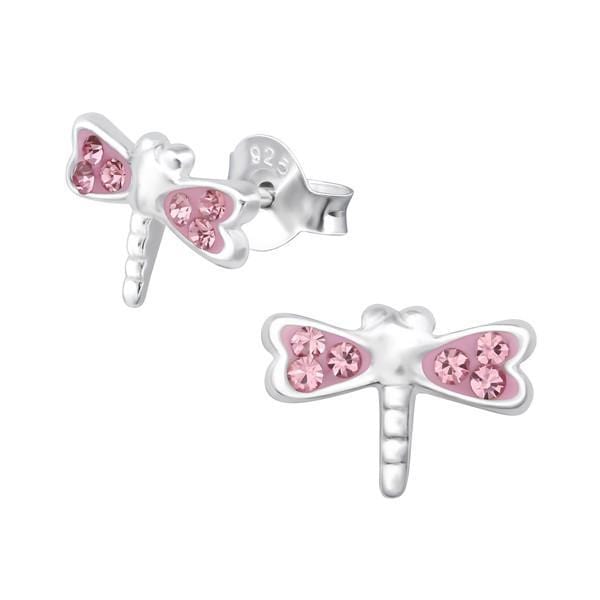 Kids Rose Dragonfly Stud Earrings