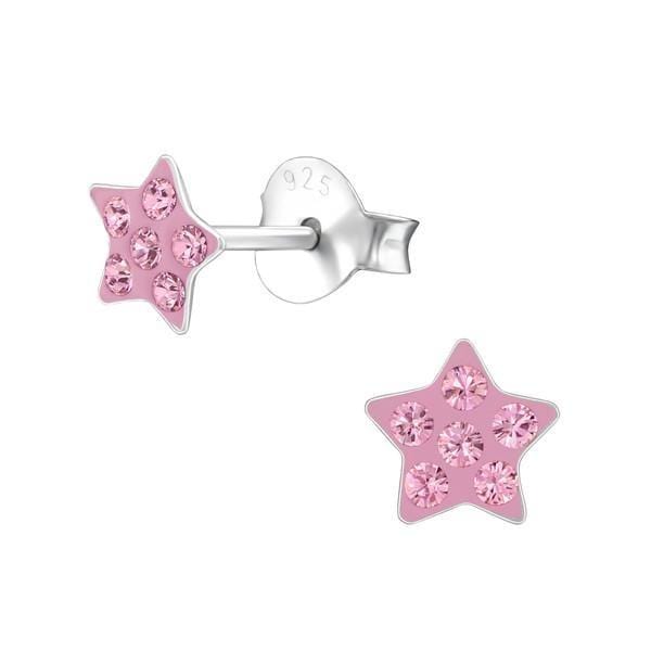 Children's Light Rose Swarovski Crystal Star Earrings