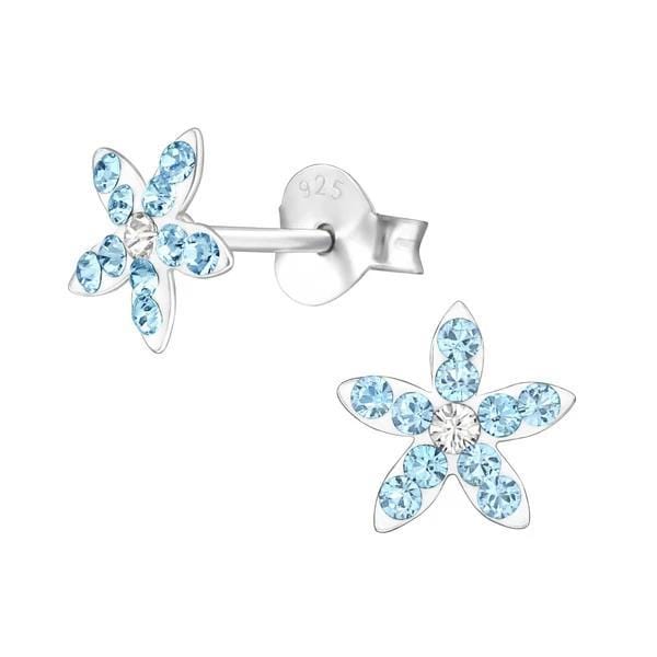 Silver Kids Flower Stud earrings with Swarovski Crystal