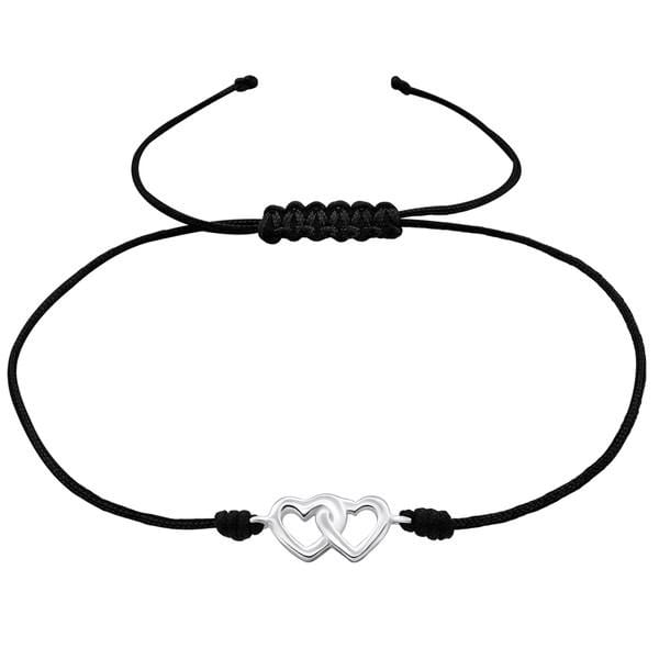 Silver Double Heart Adjustable Bracelet