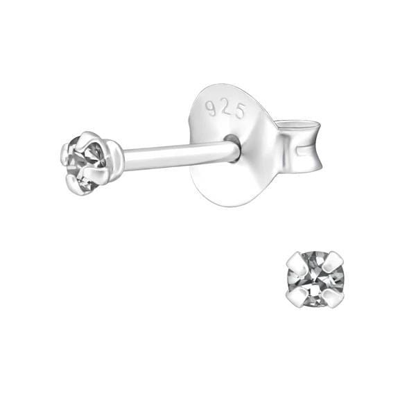 Silver Black Diamond Stud Earrings with Swarovski Crystal