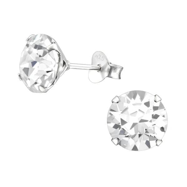 Silver Crystal Stud Earrings with Swarovski Crystal