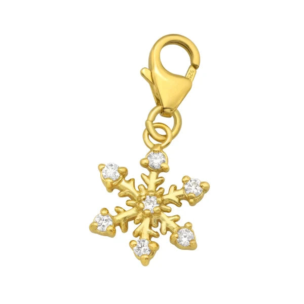Gold Silver Snowflake Clip on Charm