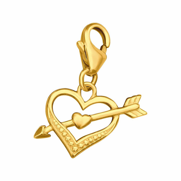 Gold Heart Arrow Clip on Charm