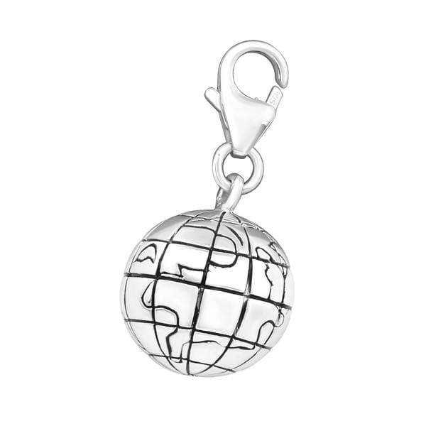 Silver Globe Clip on Charm
