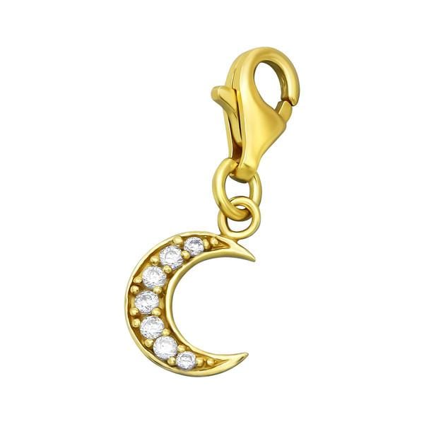 Silver Gold Moon Clip on Charm