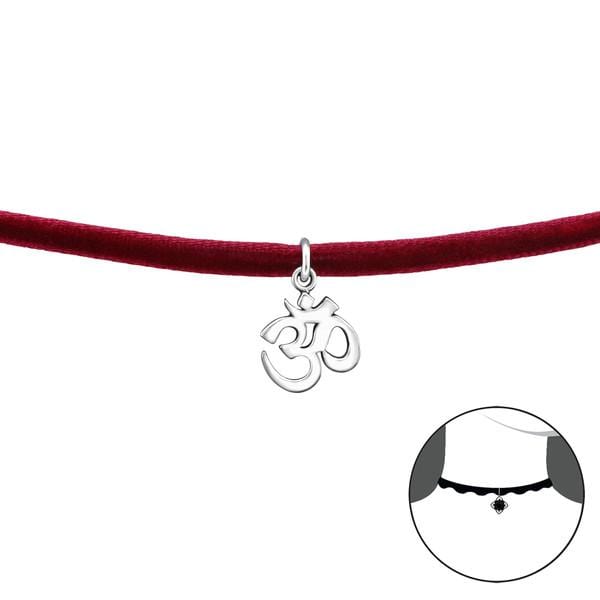 Silver Om Symbol Choker Necklace