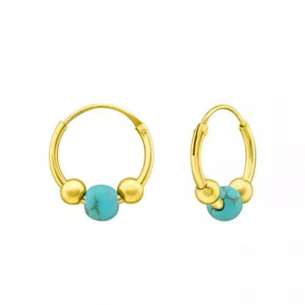 Gold Bali Turquoise Earrings