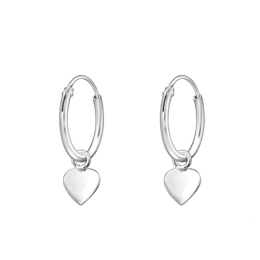 Silver Hanging Heart Hoop Earrings