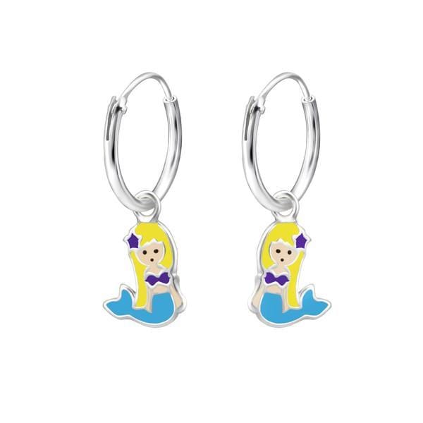 Kids Silver Hanging Mermaid Earrings