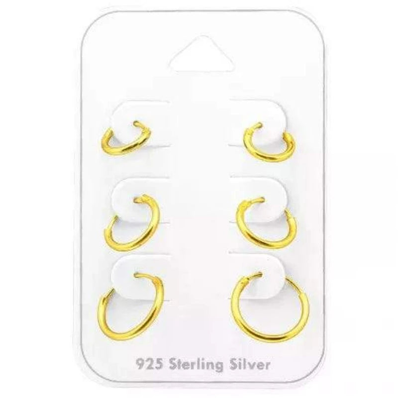 Silver Gold Hoop Earrings Set