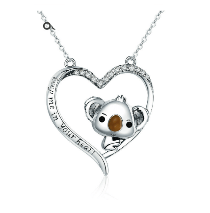 Silver Koala Heart Necklace