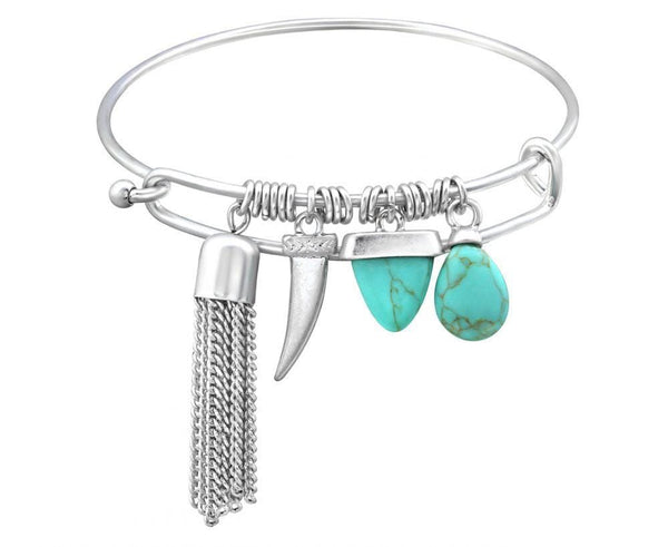 Ethnic Charm Bangle with Crystals and Turquoise