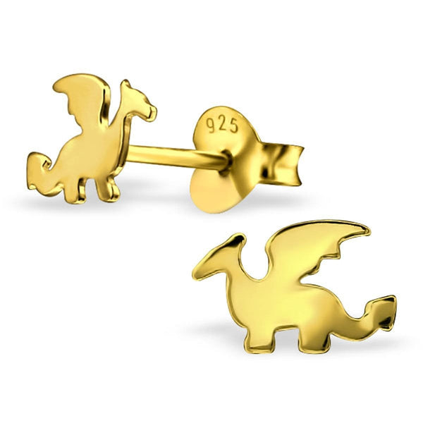 Silver 14K Gold Plated Dragon Stud earrings