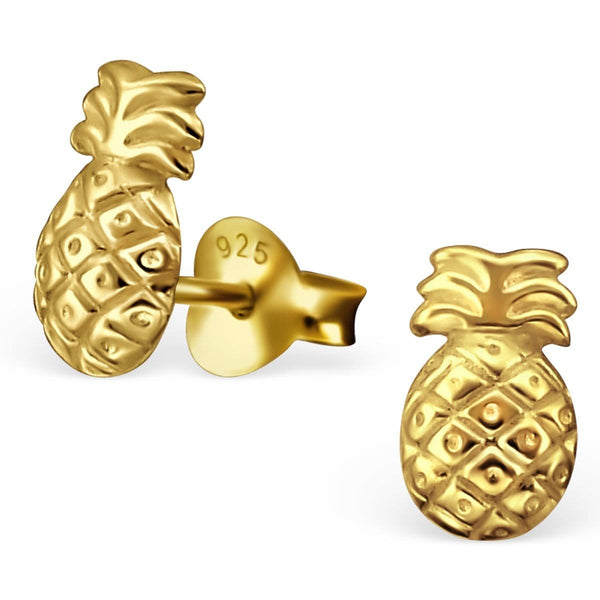 Childrens' Silver Gold Plated Pineapple Stud earrings