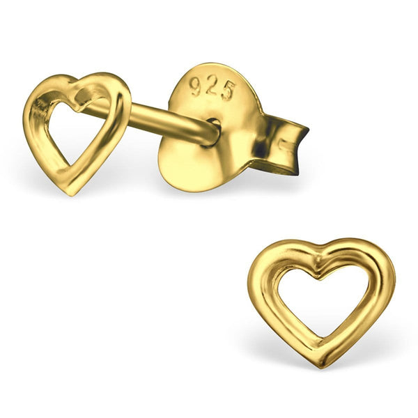 14 k Gold plated Silver Heart Stud earrings
