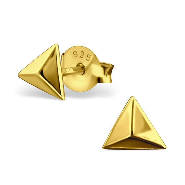 Sterling Silver 14k Gold Plated Triangle Ear Studs