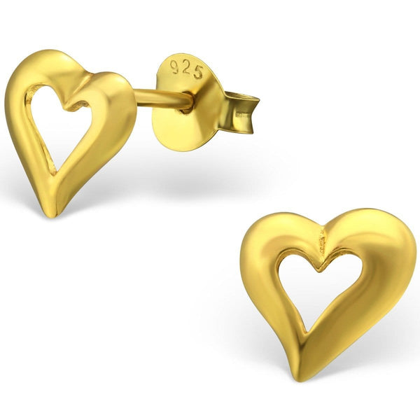 14k Gold Plated Heart Ear Studs