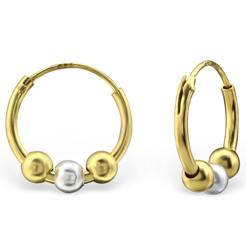 Sterling Silver 14K gold Plated Bali Hoops