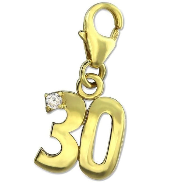 Silver 14 K Gold Plated Sweet 30 Clip on Charm