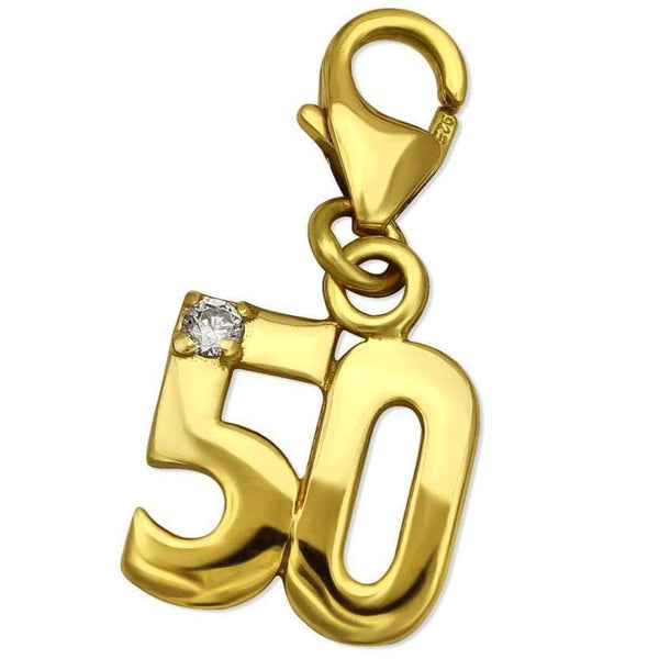 Silver 14 K Gold Plated Sweet 50 Clip on Charm