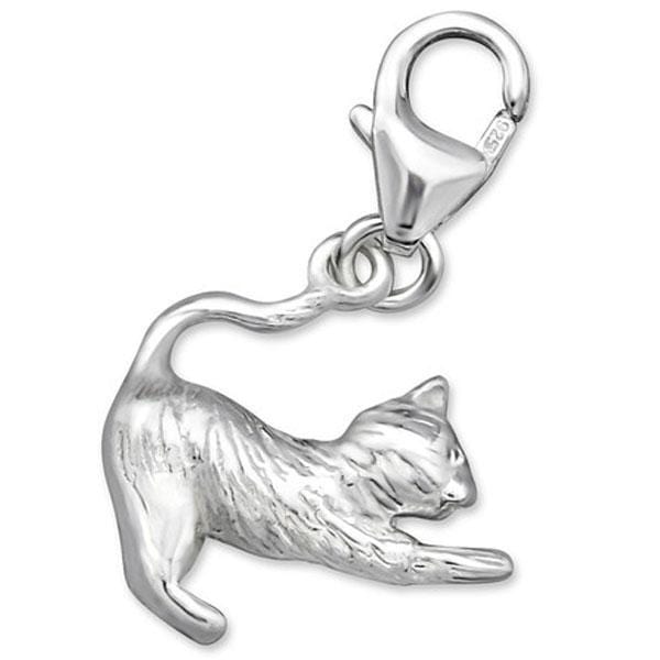 Sterling Silver Cat Clip on Charm
