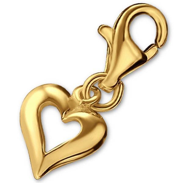 Sterling Silver Gold Plated Heart Clip on Charm