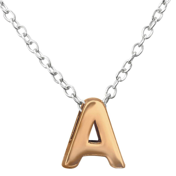 Rose Gold plated Silver Letter A Necklace