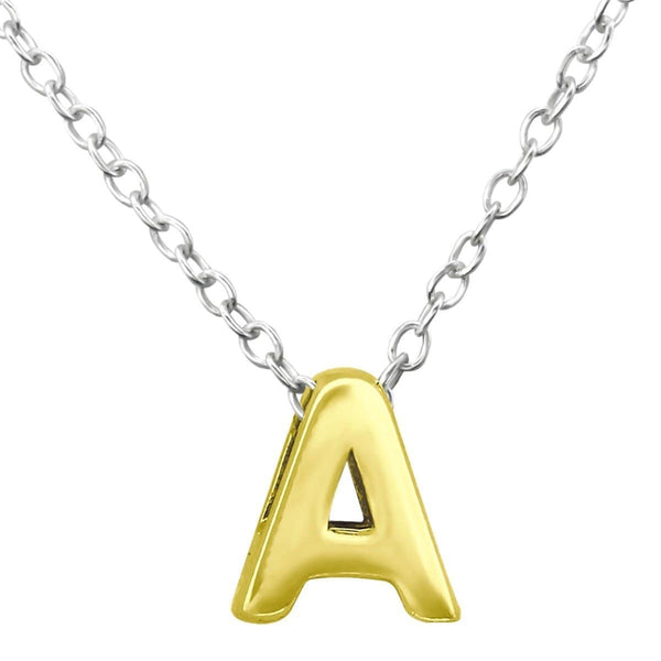Gold plated Sterling Silver Letter A Necklace