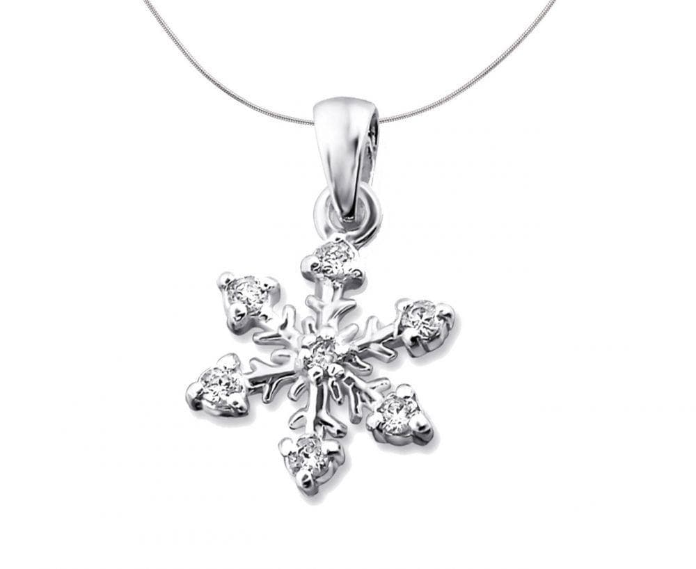 Silver Snowflake Pendant with Cubic Zirconias