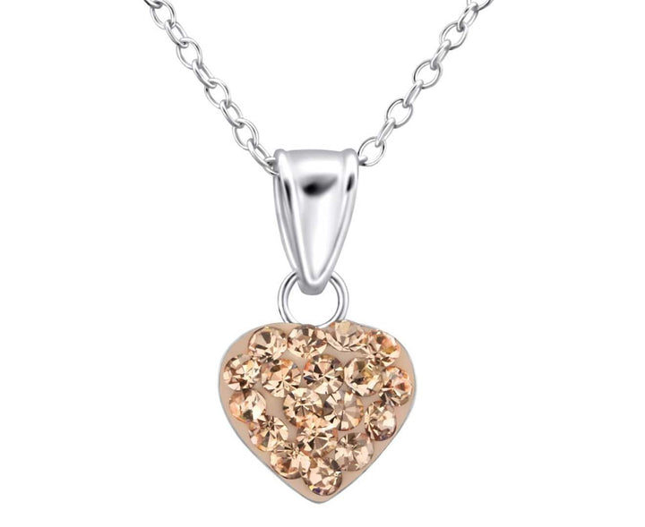 Children's Sterling Silver Heart Necklace With Crystal