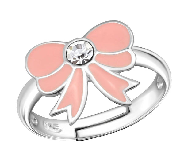 Children's Sterling Silver Light Pink Bow Ring