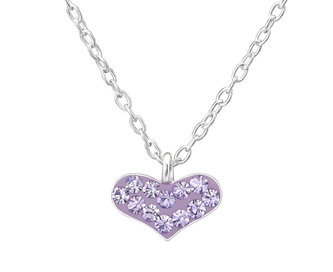 Children's Silver Violet Heart Necklace