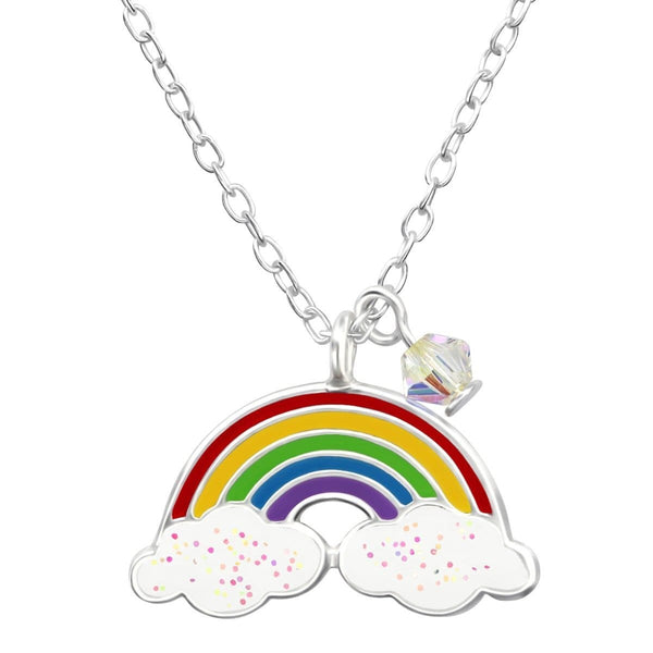 Kids Sterling Silver Rainbow Necklace Made With Swarovski Crystals