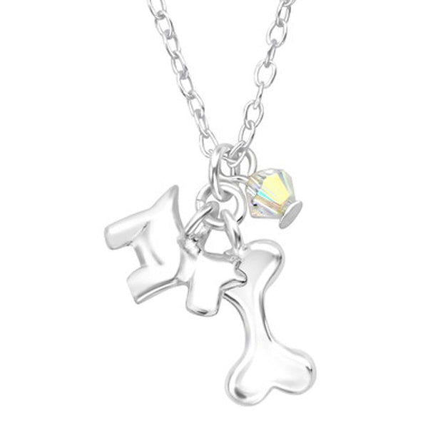 Sterling Silver Dog Lovers Necklace Made With Swarovski Crystals