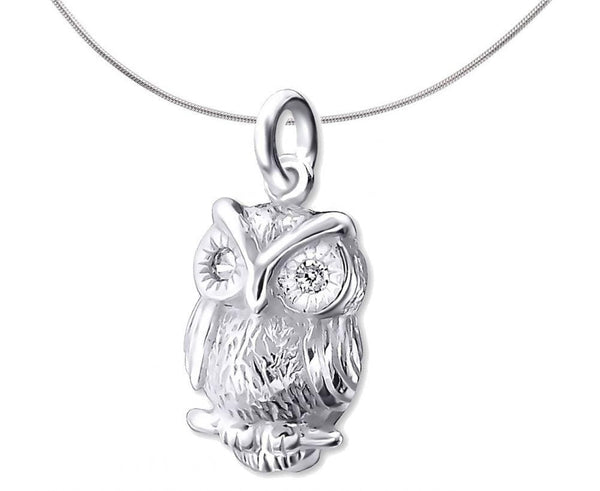 Silver Owl Pendant with Diamantes