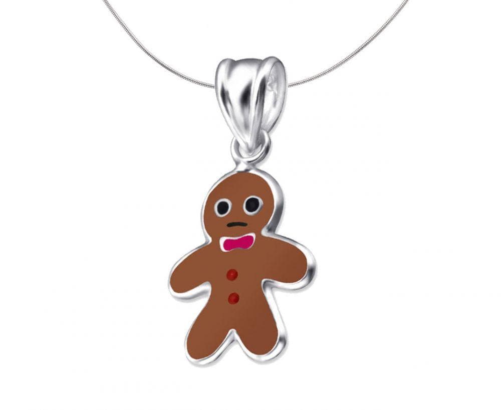 Sterling Silver Gingerbread Man Necklace for Kids