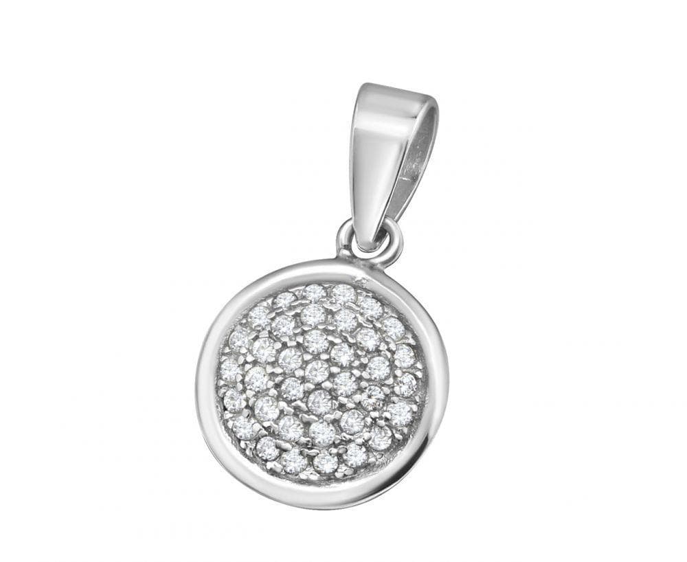 Silver Circle Pendant Studded with Cubic Zirconias