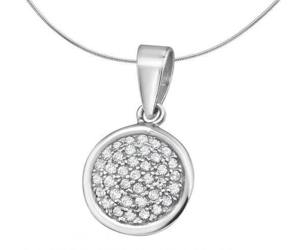 Silver Circle Pendant Studded with Cubic Zirconias
